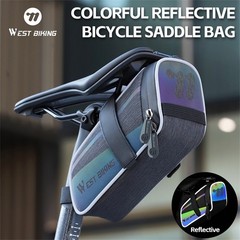 WEST BIKING Colorful Reflective Bike Bicycle Under Seat Saddle Tail Bag 1.8L