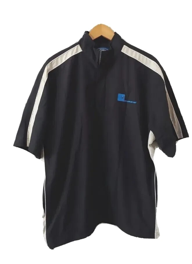 Callaway Golf Sport Top Mens L Black Lined Pullover S/S Pockets Logo