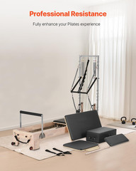 Versatile Pilates Reformer with Cadillac Tower, Jump Board & Mat for Home Use