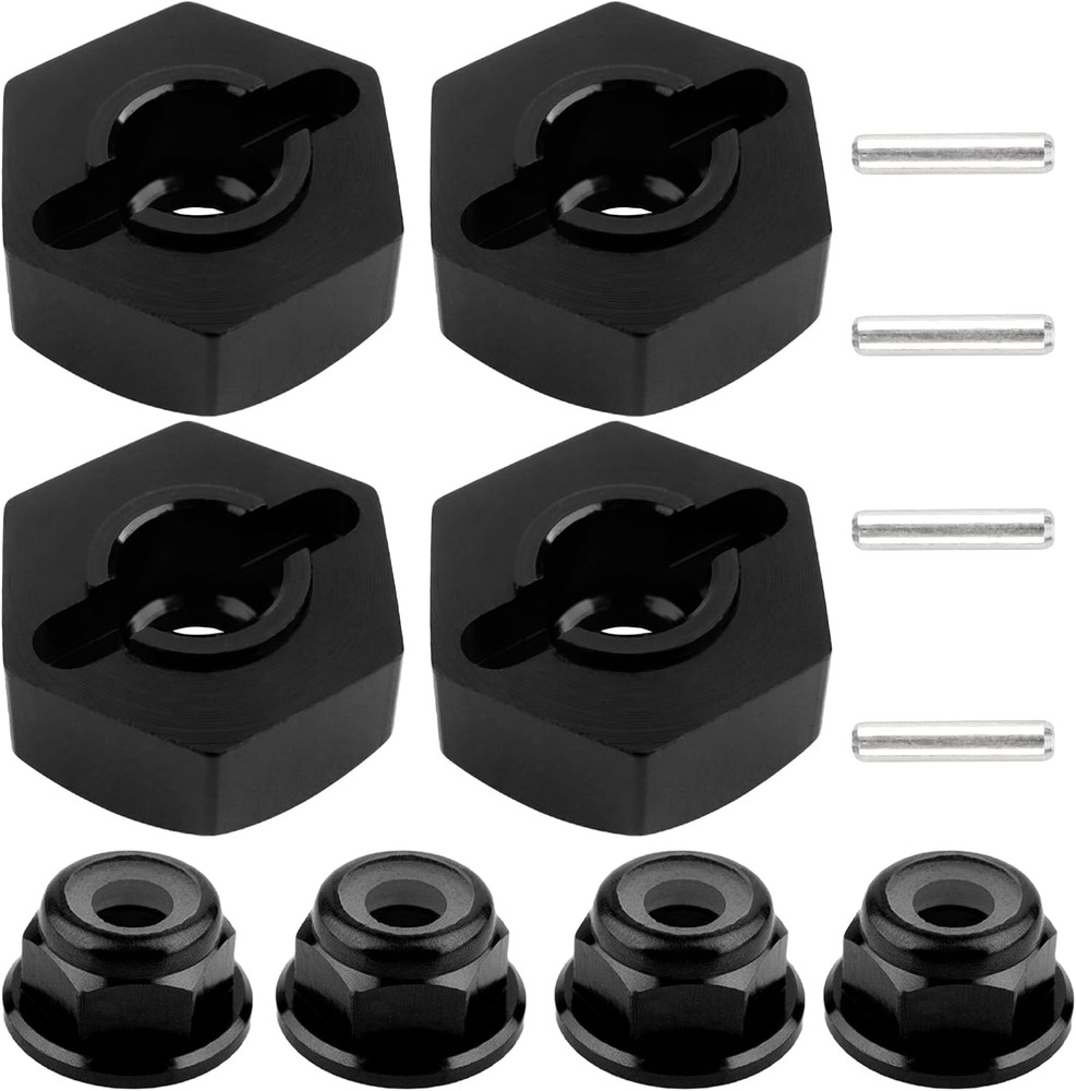 12Mm Wheel Hex Hubs Drive Adapter 5Mm Thick & Flange M4 Lock Nuts Aluminum for R
