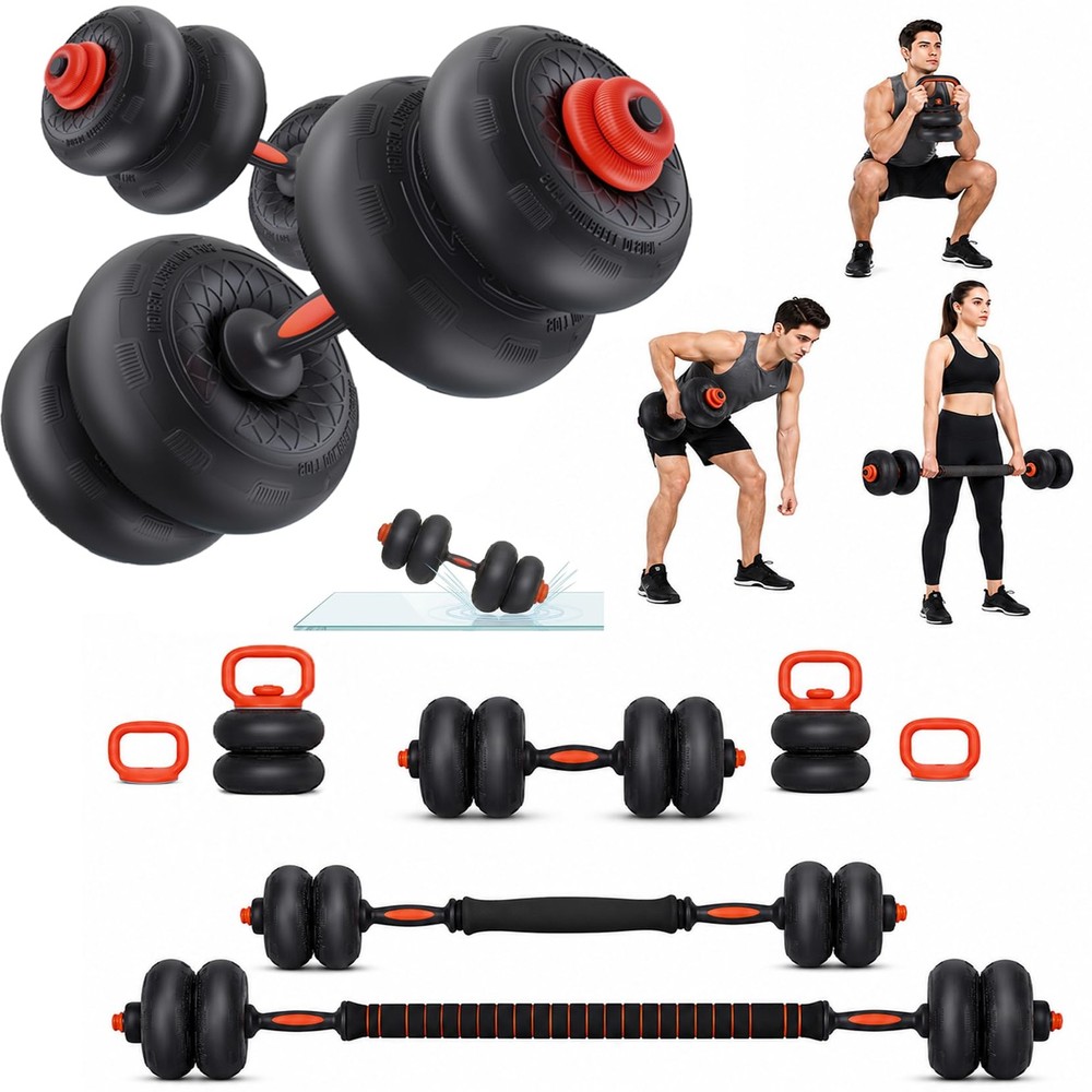 Adjustable Dumbbell Set, 45LBS Dumbbell Set with Silent Anti-Collision Air Cu…