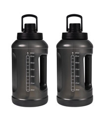 Mainstays 64 Fluid Ounces Reusable Water Bottle, Black, Straw, Plastic pack of 2