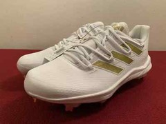Adidas Adizero Afterburner 8 White Gold Metal Baseball Cleats H00972 Size 8 NEW