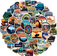 US National Park Sticker Pack Set 50 pcs Adventure Nature Outdoors Hiking Skiing