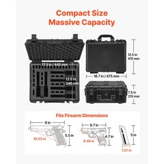 Uimoso Hard Pistol Case with Foam Interior for Secure Storage 18.7×12.5×7.5in