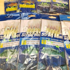 10PK Sabiki Bait Rigs Saltwater Fishing Lure Fish Skin Carbon Hook Rig 1#2#3#