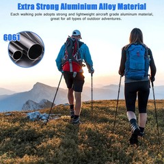 2x Trekking Poles Hiking Sticks Adjustable Alpenstock Poles for Nordic Walking