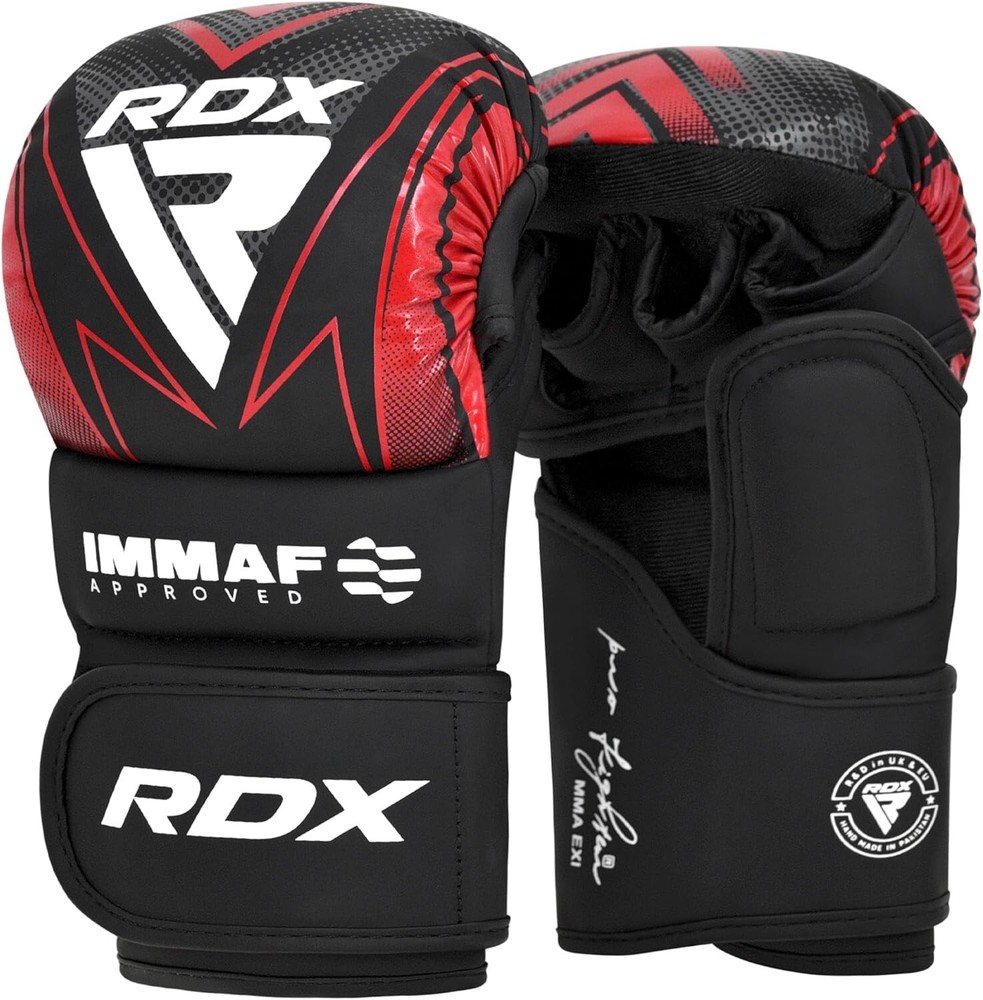 RDX IMMAF Approved Sparring Grappling Gloves Ventilated Open Palm MMA Gloves