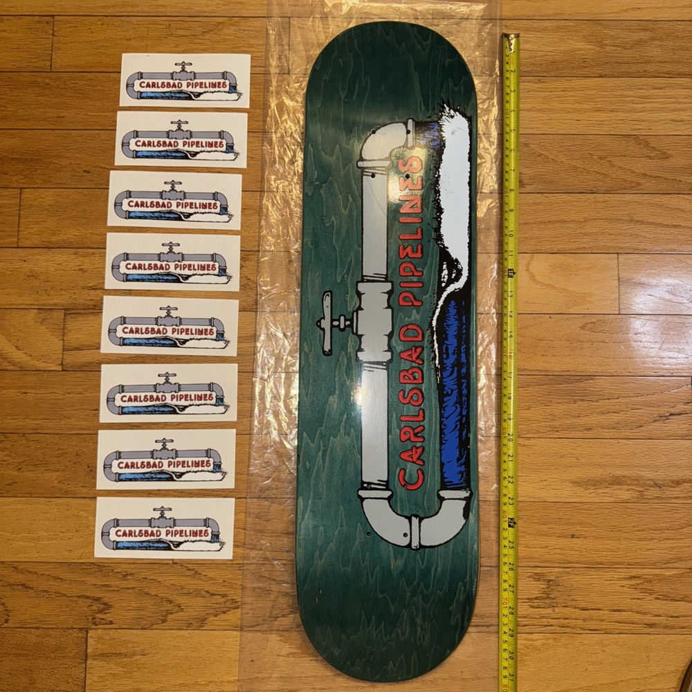 Carlsbad Pipelines Skateboard Deck – Size 8.25 – +8 Stickers – New!