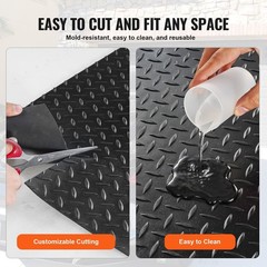 Diamond-Plate Garage Floor Mat 3mm Non-Slip Rubber Roll 4x6ft