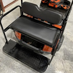 Golf Cart Flip Folding Rear Back Seat Kit w/ Roof Support For EZGO TXT 1995-UP