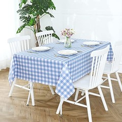 Rectangle Vinyl Tablecloth, 100% 54&Prime; x 78&Prime; (Rectangular) Light Blue Plaid