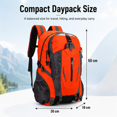 Heavy Duty Travel Backpack 40L Large Capacity Camping Hiking Rucksack Bag(BLACK)