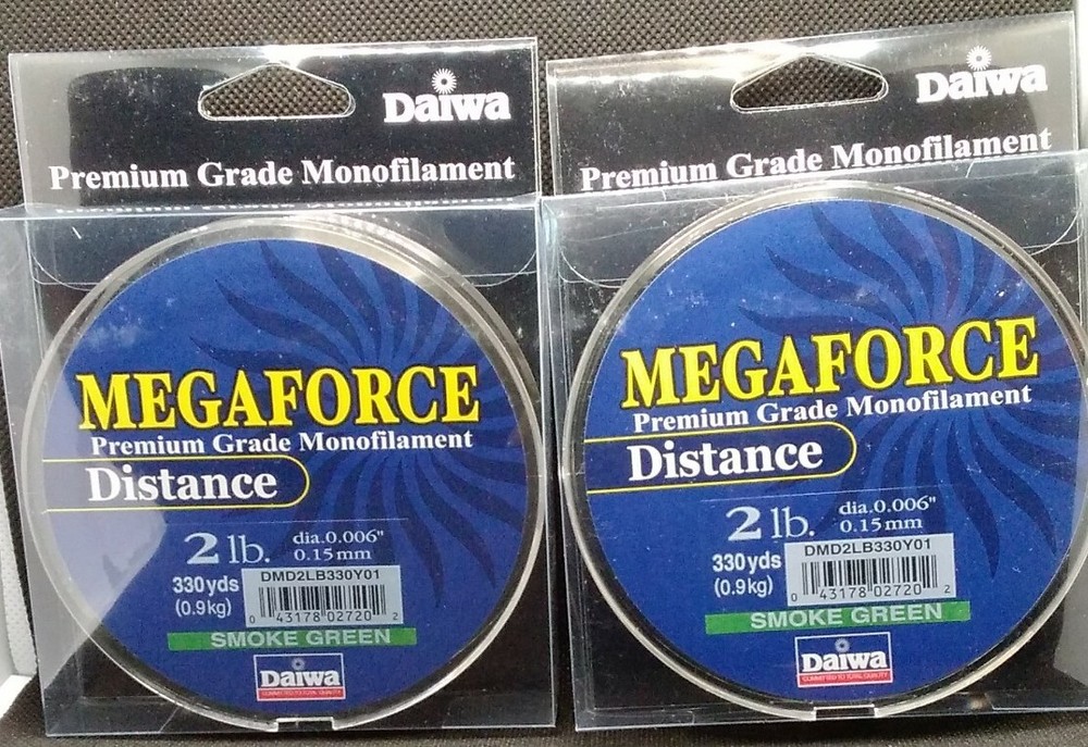 2 PACK Daiwa Megaforce 2 lb/330 YDS. Smoke Green Monofilament Fishing Line – New