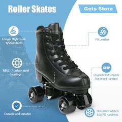 Womens Roller Skates Light Up Wheels, Artificial Leather Adjustable Double Ro…