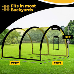 Portable 22Ft X 12Ft X 8Ft Baseball & Softball Batting Cage with Pitching Machin