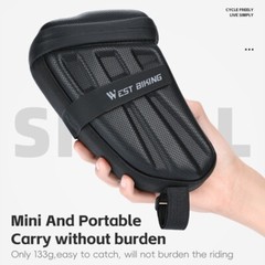 WEST BIKING Bicycle Saddle Bag EVA Carbon Pattern Hard Shell Seat Tail Bag 1.8L