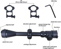 Tactical Scope 3-9X40 Rangefinder Red & Green Illuminated Optics Reticle