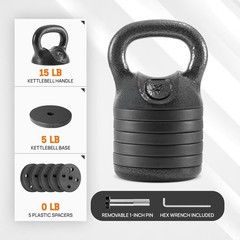 Ergonomic 20-40 LB Adjustable Kettlebell – Cast Iron for Home Workouts
