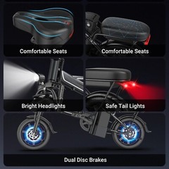 Peak 750W Foldable Electric Bike Adults 14&Prime; Ebike 48V 22MPH 30Miles E Bicycle US
