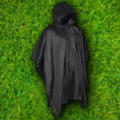 Mil-Tec Poncho Black Vinyl Polyvinylchloride Construction Size 9.25&Prime; x 6.5&Prime;