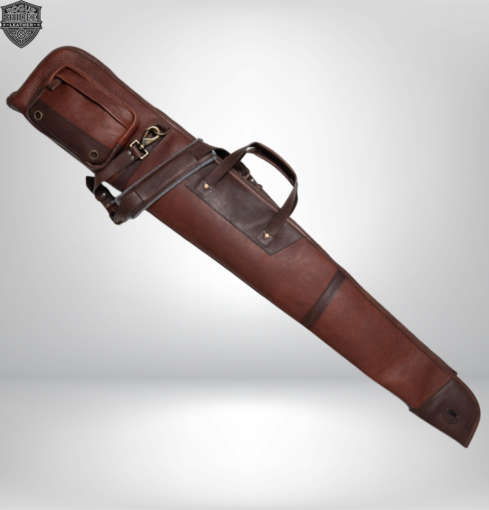 Leather Shotgun Slip Case Brown –Padded Rifle Gun Cover Vintage Hunting Bag Gift