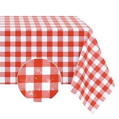 Rectangle Vinyl Tablecloth, 100% 52&Prime; x 70&Prime; (Rectangular) Red and White