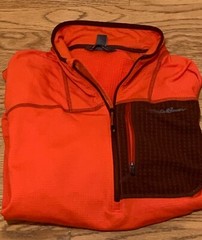 HUNTING Eddie Bauer Orange Brown Half Zip Poly Blend Men&rsquo;s L