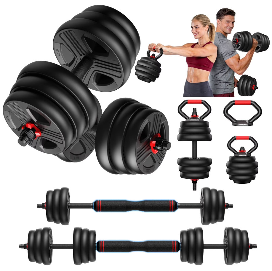 Adjustable Dumbbell Set, Free Weights for Kettlebell, Barbell and Push-Up Stand