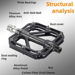 WEST BIKING Bicycle Pedals Titanium Carbon Fiber Axle 3 Bearing Bike Flat Pedals