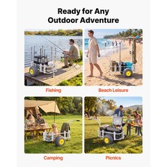 Uimoso Foldable Beach Fishing Cart, 200 lbs Capacity, Carbon Steel, 13 in Wheels