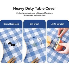 Rectangle Vinyl Tablecloth, 100% 54&Prime; x 78&Prime; (Rectangular) Light Blue Plaid