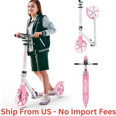 UPGO Kick Scooter for Ages 6+, 240 LB Max Load, Foldable, 8-Inch Wheels, Pink