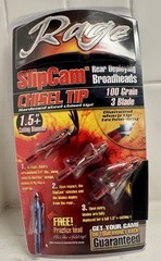 Rage Chisel Tip SC 3-Blade 100 Grain Broadheads 1.6in Cut Red Silver