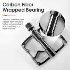 WEST BIKING 3 Sealed Bearings Carbon Fiber Axle Bike Bicycle Pedals 9/16&Prime; Silver