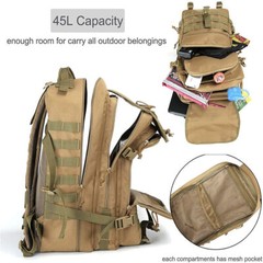 45L Tactical Backpack – Waterproof Assault Pack Rucksack Travel Hiking Backpack