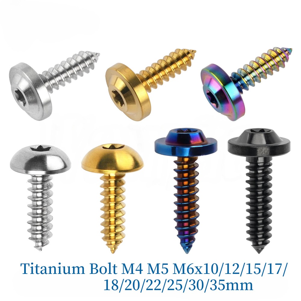 Titanium Bolt M4 M5 M6x15/17/20/25mm Torx Head Self-Tapping Screw Ti Fastener