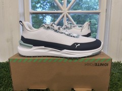 PUMA IGNITE ELEVATE X Spikeless Golf Shoes White/ Deep/Navy/Modern Mint Size 9.5