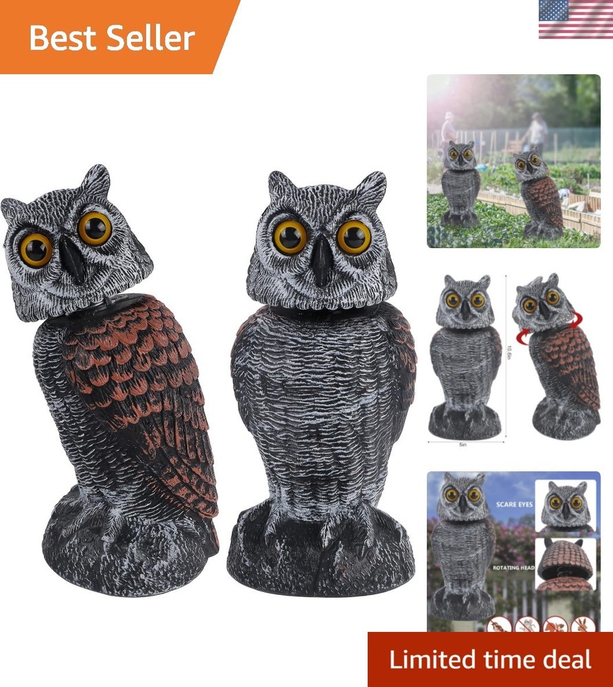 Realistic 10.6 Inch Owl Decoy Set – Effective Bird Deterrents for Your Garden