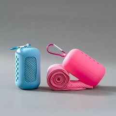 Quick-Drying Portable 30*90cm Cooling Sport Towel with Cylindrical Silicone Case