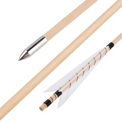 12X 32&Prime; Archery Feather Wooden Arrows Traditional Longbow Recurve Bow Hunting