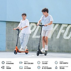 Electric Scooter Kids Ages 6-12 3 Speeds 150W Dual Brake E-Scooter Adjustable