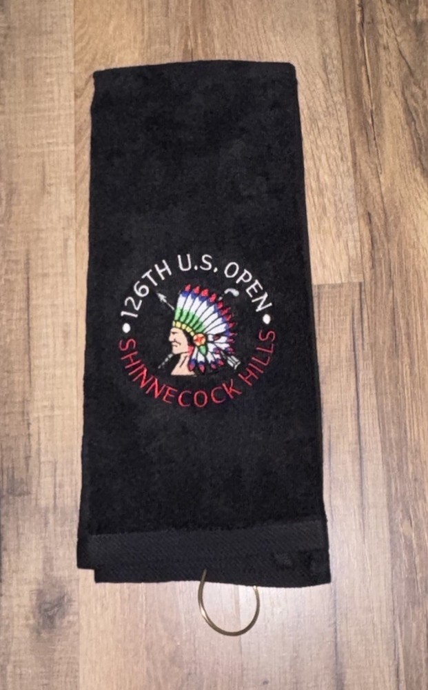 Shinnecock Hills 126th US Open Embroidered Golf Towel 16×26 Black