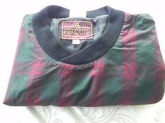 VTG Men&rsquo;s PROQUIP V Neck Wind Weather Pullover Red Green Plaid Black Trim XL