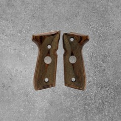 Rosewood Pistol Grips for Beretta 92 92FS 96 with Silver Medallion Hardware Set