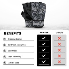 WYOX MMA Gloves Grappling Sparring, Boxing L/XL (8.2 – 10.6 inch), Grey Camo