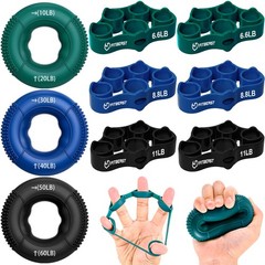 Grip Strength Trainer Finger Exerciser Forearm Strengthener 9Piece Kit Hand Grip