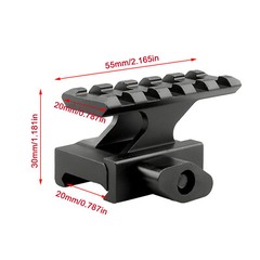 3 Slot / 5 Slot Slanted 1&Prime; Riser Scope Mount for 20mm Base Picatinny Weaver Rail
