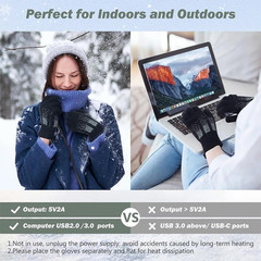 Heated Gloves Electric Rechargeable Battery Hand Warm Windproof Thermal Winter