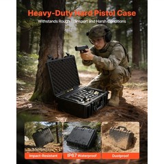 Uimoso Hard Pistol Case with Foam Interior for Secure Storage 18.7×12.5×7.5in